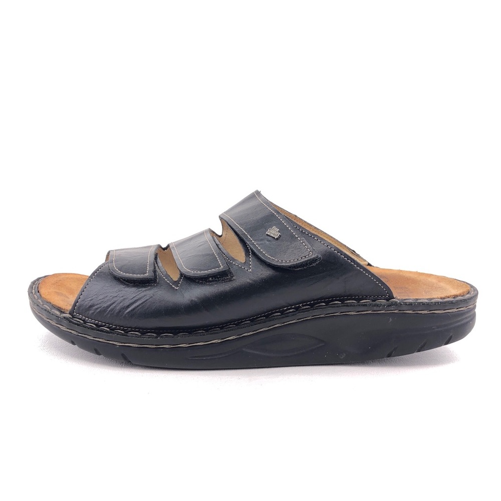 Finn Comfort Andros Black Leather Slide Sandals